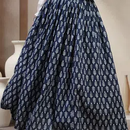 SUNEKH Self Designed Cotton Flared Maxi Skirts-picture-19