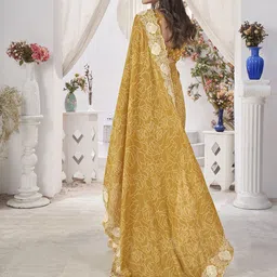 Mitera Abstract Printed Embroidered Saree image 4