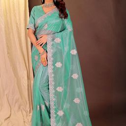 Moda Rapido Embellished Beads and Stones Net Saree-picture-10