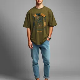 THE BEETEL HOUSE Printed Round Neck Oversized Cotton T-shirt image 4