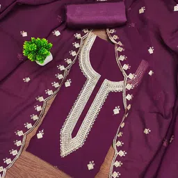 Maroosh Floral Embroidered Silk Chiffon Unstitched Dress Material-image-92