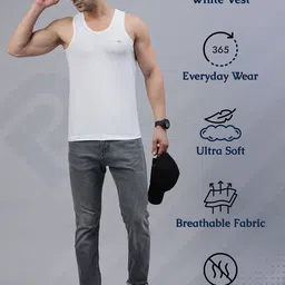 LUX PARKER Pack Of 4 Pure Cotton Basic Vests LUX_PARKER_WH_RN_4PC image 5