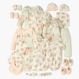 Juniors by Babyshop Cream & Pink Floral Printed Cotton Mild Winter Single Bed Blanket image 4