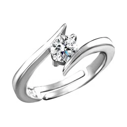 Lady Raiment Silver Plated Artificial Stones-Studded Adjustable Finger Ring image 4