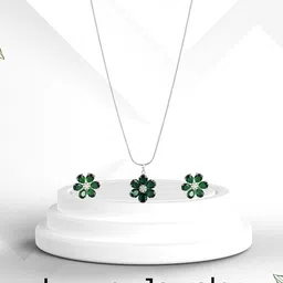 ORANGENYSHA Rhodium-Plated American Diamond & Cubic Zirconia Studded Jewellery Set-picture-37