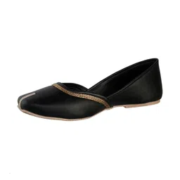 KALINI Solid Round Toe Embroidered Leather Mojaris-picture-40