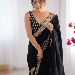 Saree mall Floral Sequinned Silk Blend Sarees-picture-5