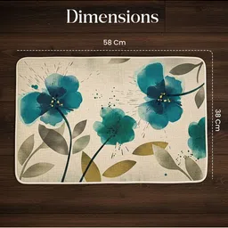 Yellow Weaves Beige & Teal-Blue 2 Pcs Printed Anti-Slip Super-Absorbent 300-GSM Bath Rugs image 3