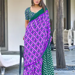 HMP Fashion Ajrak Block Ikat Saree-picture-31