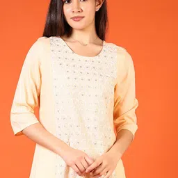 V-Mart Floral Embroidered Round Neck Sequinned Straight Kurta-picture-23