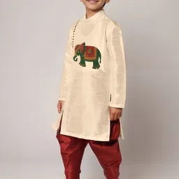 DEVOILER Boys Abstract Printed Mandarin Collar Straight Kurta image 5