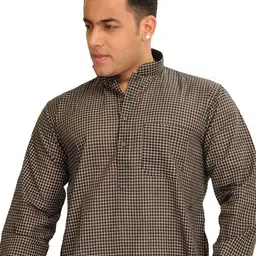 Exotic India Men Kurta Pajama Set with Printed Checks image 4
