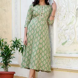 KAYOMMI Ethnic Motifs Printed A-Line Midi Dress image 4