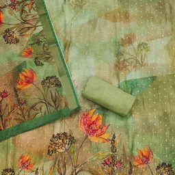 SAINOOR Floral Printed Sequinned Semi-Stitched Dress Material image 5