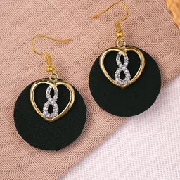 VIRAASI Gold-Plated Cubic Zirconia Studded Heart Shaped Drop Earrings-picture-17