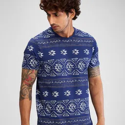 SPYKAR Men Tribal Printed Raw Edge Slim Fit T-shirt-picture-39