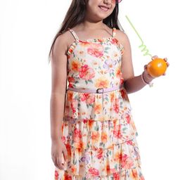 ARIAS By LARA DUTTA Girls Floral Printed Shoulder Straps Fit And Flare Dress-picture-8