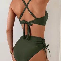 Scarlet Kiss Twist-Front Tie-Up V-Neck Stretchable Swim Bikini Set image 3