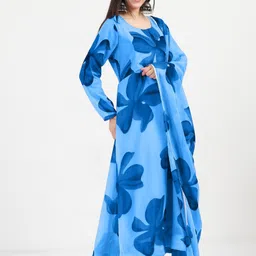 Raiyani Enterprise Floral Print Crepe Fit & Flare Maxi Dress-picture-21