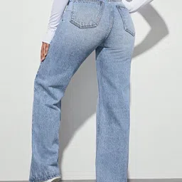 DressBerry Women Comfort Straight Fit High-Rise Light Fade Acid Wash Stretchable Jeans image 2