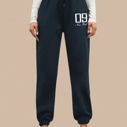 SAAHASAM Women Typography Printed Relaxed Loose Fit Joggers Trousers-picture-11