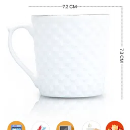 UPC White & Silver-Toned Textured Ceramic Glossy Cups Set of Cups and Mugs image 2