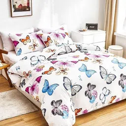 RF RELAXFEEL White & Blue Printed Microfiber Heavy Winter 210 GSM Double Bed Comforter image 5