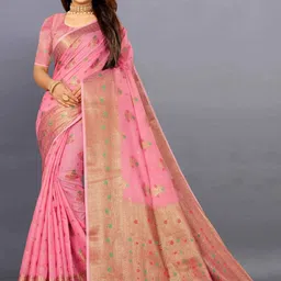 VS MALL Woven Design Zari Pure Cotton Banarasi Saree-picture-18