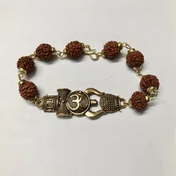 Divine souvenirs Unisex Rudraksha Beaded Link Bracelet-image-3