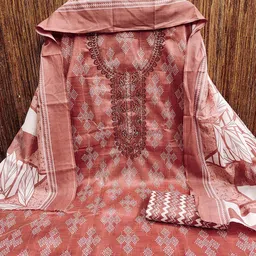 SHADOW & SAINING Floral Printed Unstitched Dress Material image 4