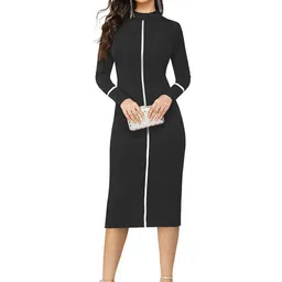 Wilcan Women Mock Neck Sheath Midi Dress-picture-39