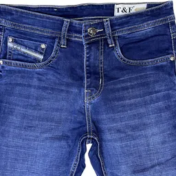 t&f x.d.n.m Men Slim Mid Rise Blue Jeans image 3