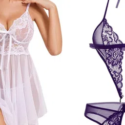 GuSo Shopee Women White Nylon Baby Dolls-image-12