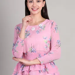DELIS Floral Printed Regular Peplum Top image 5