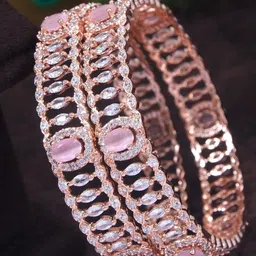 Anouk Set Of 2 Rose Gold-Plated American Diamond Studded Bangles-picture-48