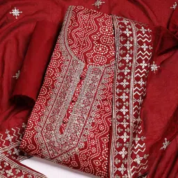 Meena Bazaar Bandhani Printed Sequinned Unstitched Dress Material-picture-39