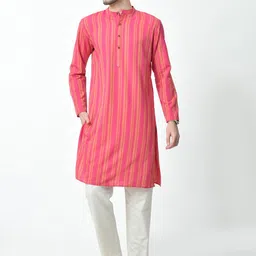ALL WAYS YOU Men Striped Thread Work Kurta image 4
