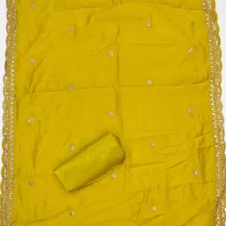 LeeliPeeri Designer Paisley Embroidered Sequinned Unstitched Dress Material image 3