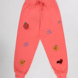 KiddoPanti Girls Printed Mid-Rise Pure Cotton Joggers-image-81