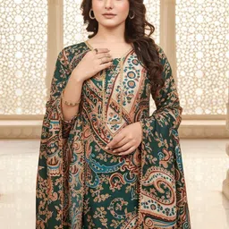 SZN Women Paisley Printed Regular Kurta with Trousers & With Dupatta image 3