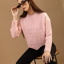 all about you Self Design Long Sleeves Woollen Pullover Sweater image 5
