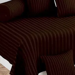WELLNEST Set Of 8 Brown Striped Cotton Diwan Set image 2