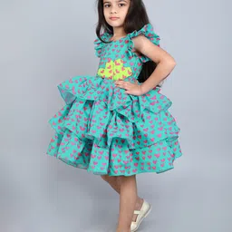 Pink Chick Print Flutter Sleeve Fit & Flare Dress image 2