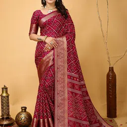 HERE&NOW Bandhani Zari Art Silk Bandhani Saree-picture-10