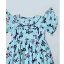 Sangria Girls Printed Cotton Round Neck Fit & Flared Dresses-picture-21