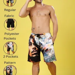 YELLOW TREE Men Printed Regular Fit Mid-Rise Shorts image 3