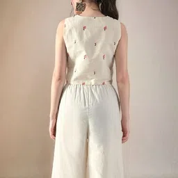 Sangria Embellished Embroidered Cotton Top image 3