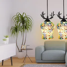 GAUVIK Blue & Green Printed Glass Ceiling Lamp image 2