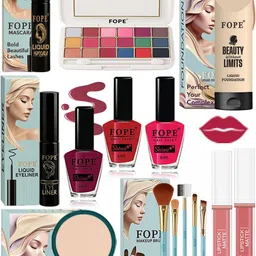FOPE Set Of 15 Foundation Compact Mascara Lipstick Nail Polish & Brush Set-picture-20