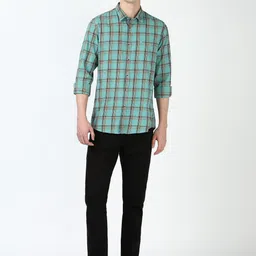 Peter England Casuals Men Spread Collar Checked Cotton Slim Fit Casual Shirt image 5